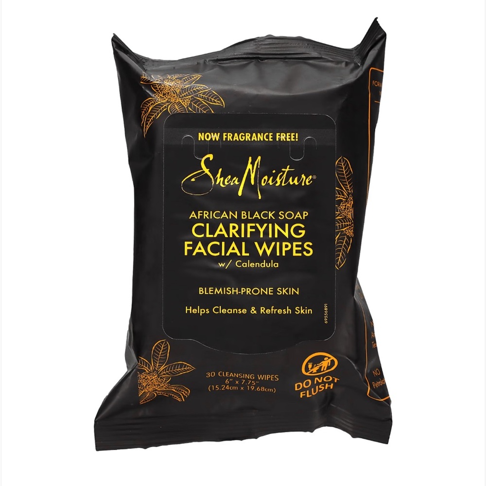 Shea Moisture African Black Soap, Clarifying Facial Wipes, 30 Cleansing Wipes